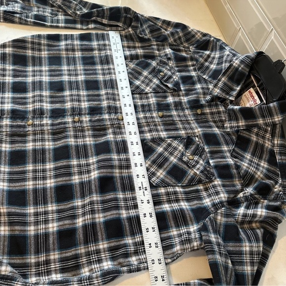 Wrangler Authentics Men's Pearl Snap Western Shirt Size Large Black Blue - Picture 7 of 9